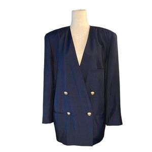 Vintage EllenTracy Navy Blue Single breasted blazer NWT | Sz 12